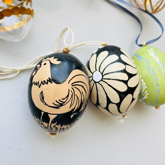 Easter Decorative Eggs Handcrafted Mixed Lot of 7 Glass Wooden Ostern Germany - Picture 6 of 8